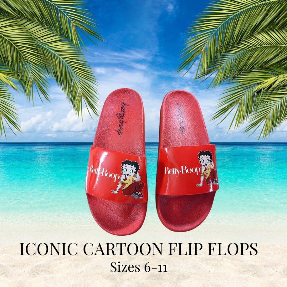 Women's Flip Flops Iconic BETTY  Boop Sandals Summer Beach Pool Trending